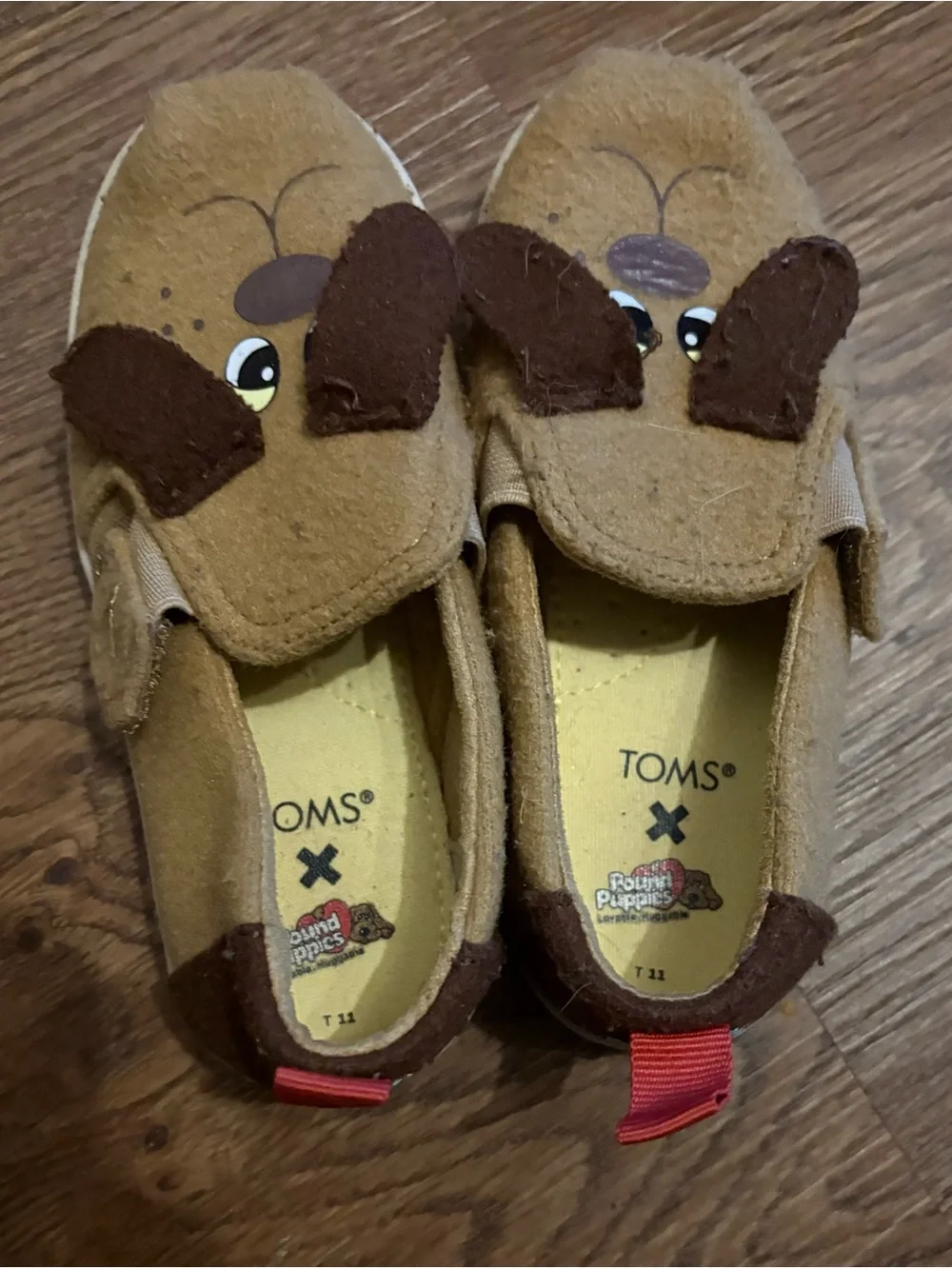 TOMS x Pound Puppies Toddler Alpargata Twin Gore Slip-On Shoes Tan Brown